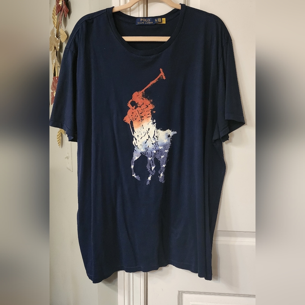 Polo by Ralph Lauren Blue and Orange Short Sleeve Tee